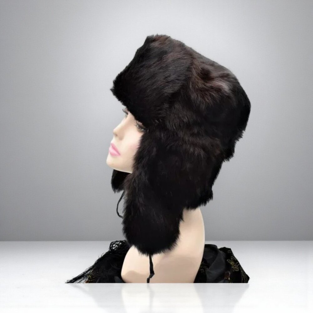 Vintage Polish Beaver Fur Trappers Hat Unisex Brown